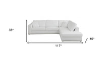 White Italian Leather Modular L Shaped Two Piece Corner Sectional