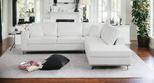 White Italian Leather Modular L Shaped Two Piece Corner Sectional