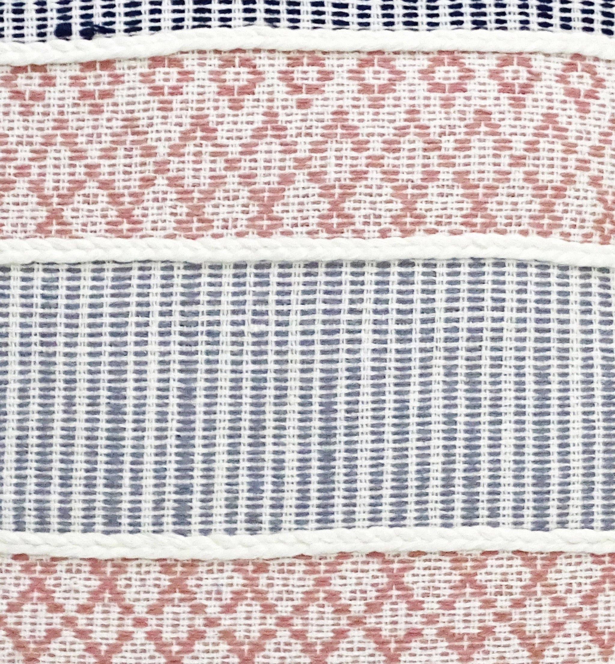 22" X 22" Blue And Peach Trellis Zippered Cotton Blend Throw Pillow With Embroidery