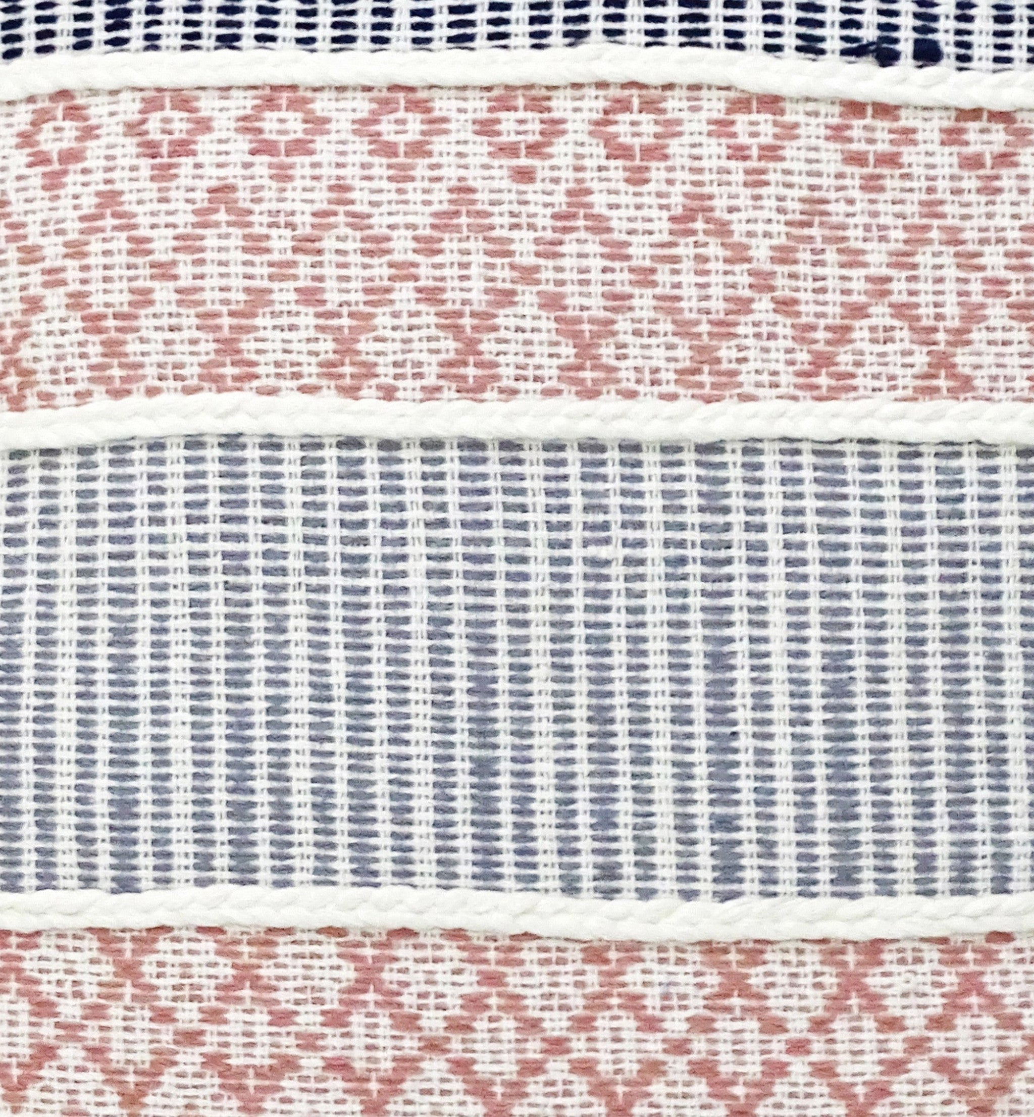 22" X 22" Blue And Peach Trellis Zippered Cotton Blend Throw Pillow With Embroidery