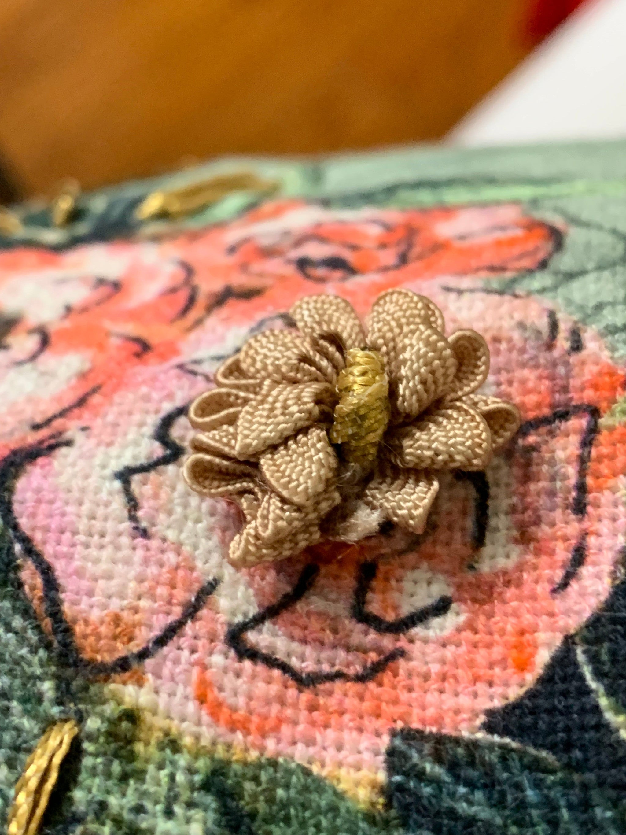 14" X 20" Green And Yellow Floral Zippered Handmade Cotton Blend Throw Pillow With Pom Poms