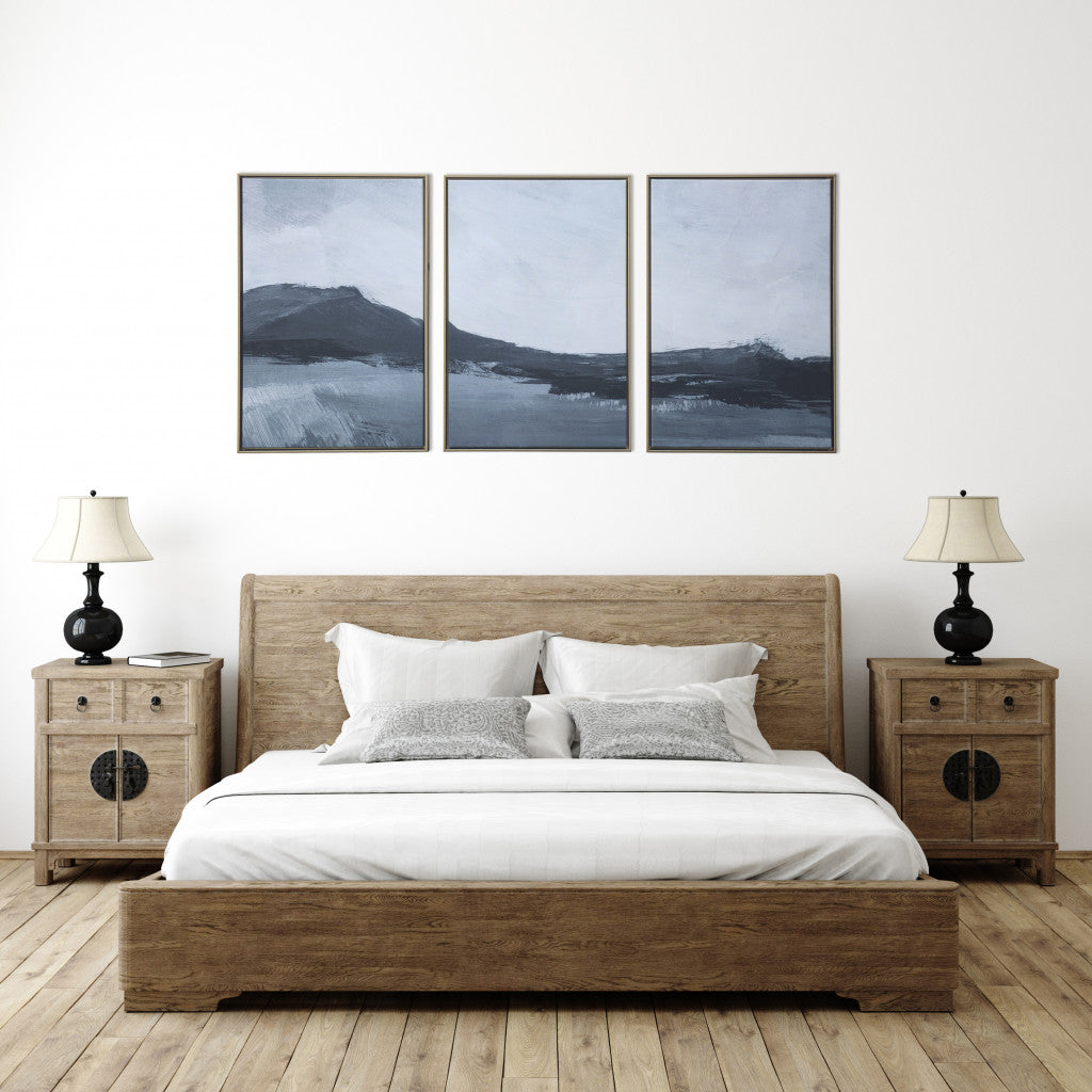 Abstract Mountains Gold Floater Frame Painting Wall Art Set of Three