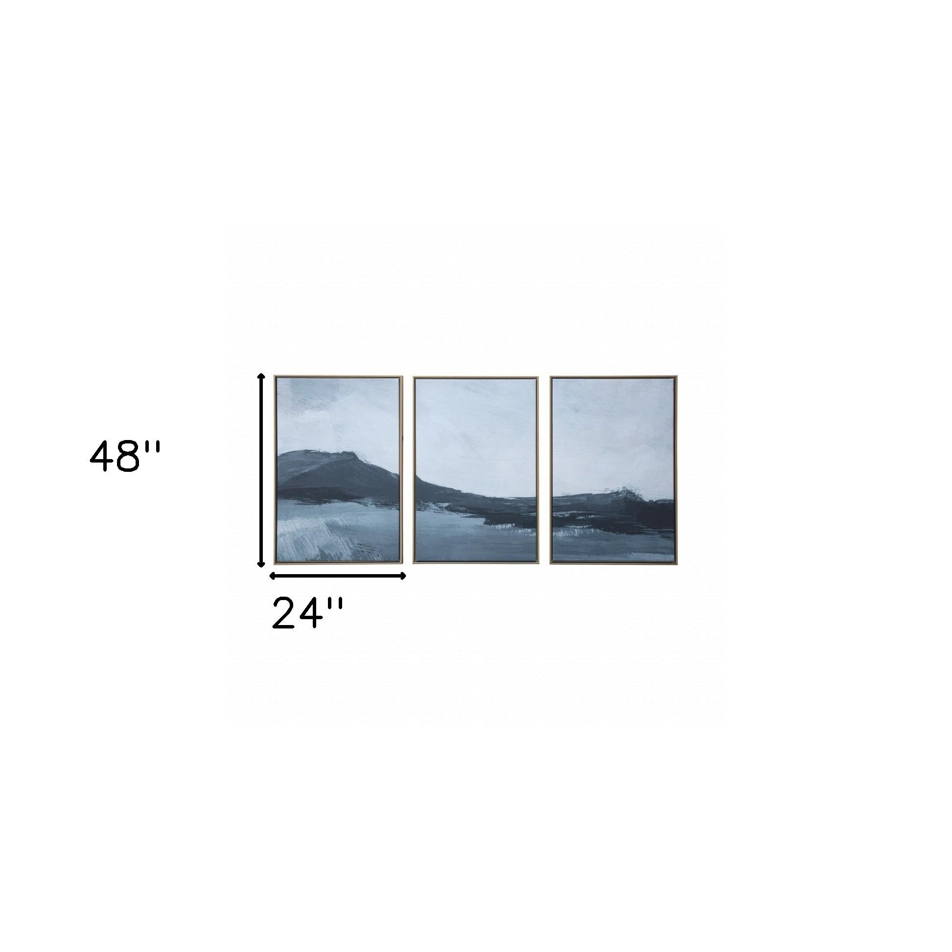 Abstract Mountains Gold Floater Frame Painting Wall Art Set of Three