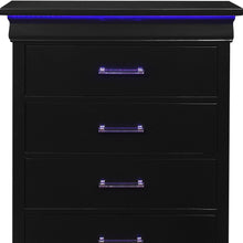 Black Solid Wood Five Drawer Chest with LED Lights 16