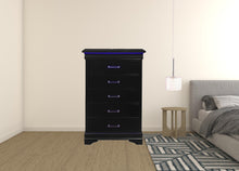 Black Solid Wood Five Drawer Chest with LED Lights 16