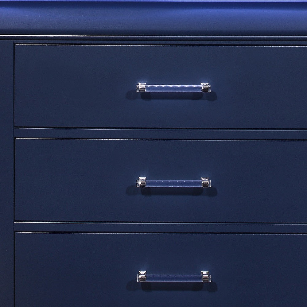 Blue Solid Wood Five Drawer Chest with LED Lighting 16"