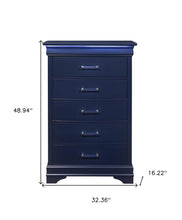 Blue Solid Wood Five Drawer Chest with LED Lighting 16