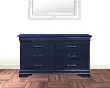 Blue Solid Wood Six Drawer Double Dresser with LED 59