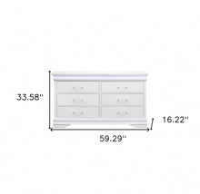 White Solid Wood Six Drawer Double Dresser with LED 59