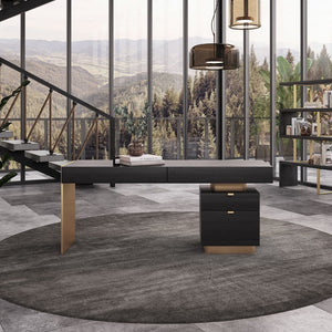 Grey Elm Wood Rectangular Writing Desk With Four Drawers 63"