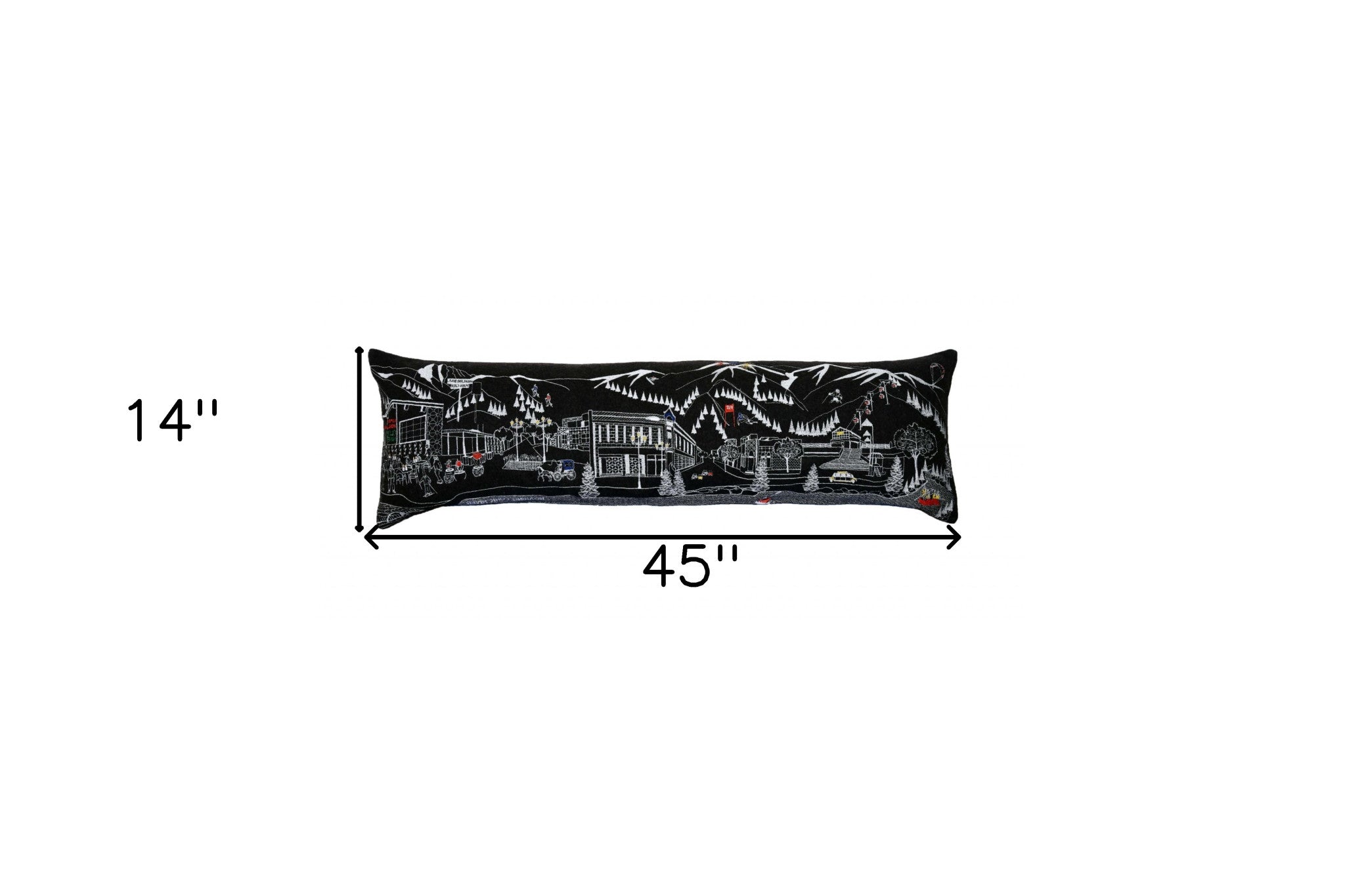 45" Black Aspen Nighttime Skyline Lumbar Decorative Pillow