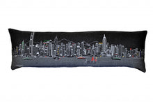 Cojín decorativo lumbar de 45 pulgadas con horizonte nocturno de Hong Kong, color negro