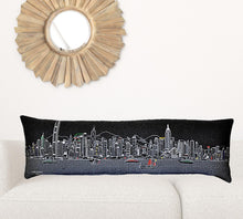 Cojín decorativo lumbar de 45 pulgadas con horizonte nocturno de Hong Kong, color negro