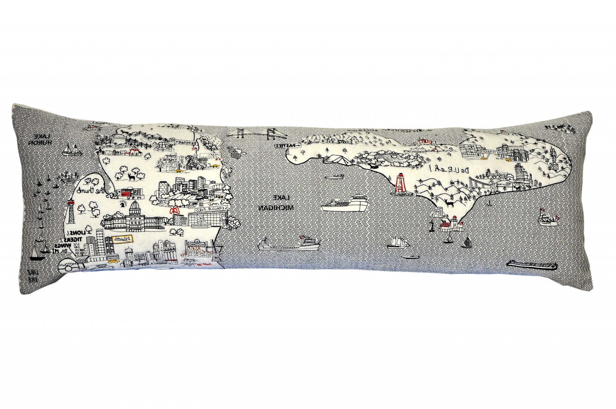 45 英寸白色密歇根日光天際線腰枕裝飾枕頭