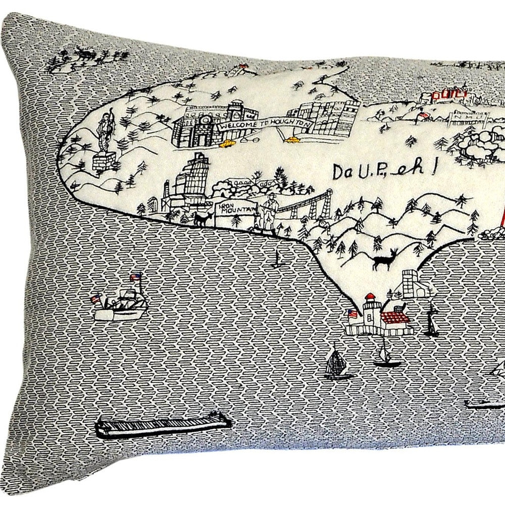 45 英寸白色密歇根日光天際線腰枕裝飾枕頭