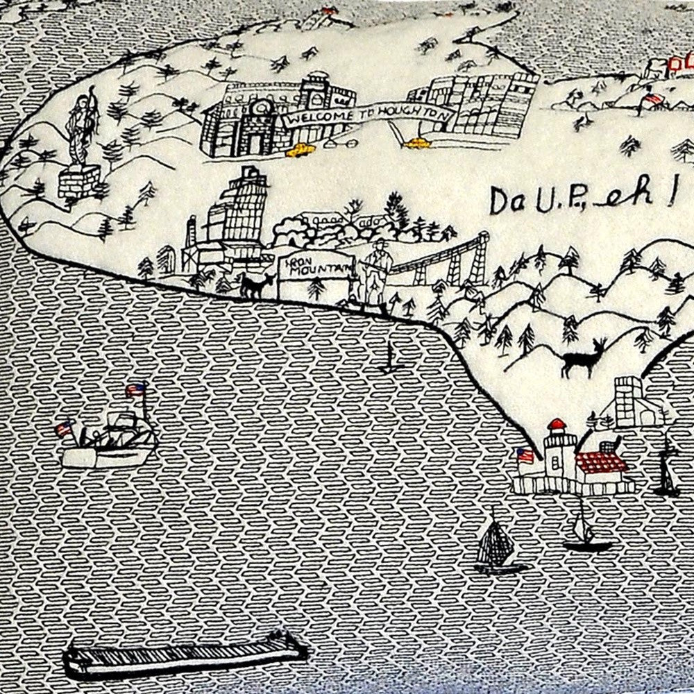 45 英寸白色密歇根日光天際線腰枕裝飾枕頭