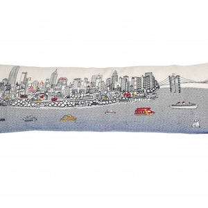 45" White NYC Daylight Skyline Lumbar Decorative Pillow