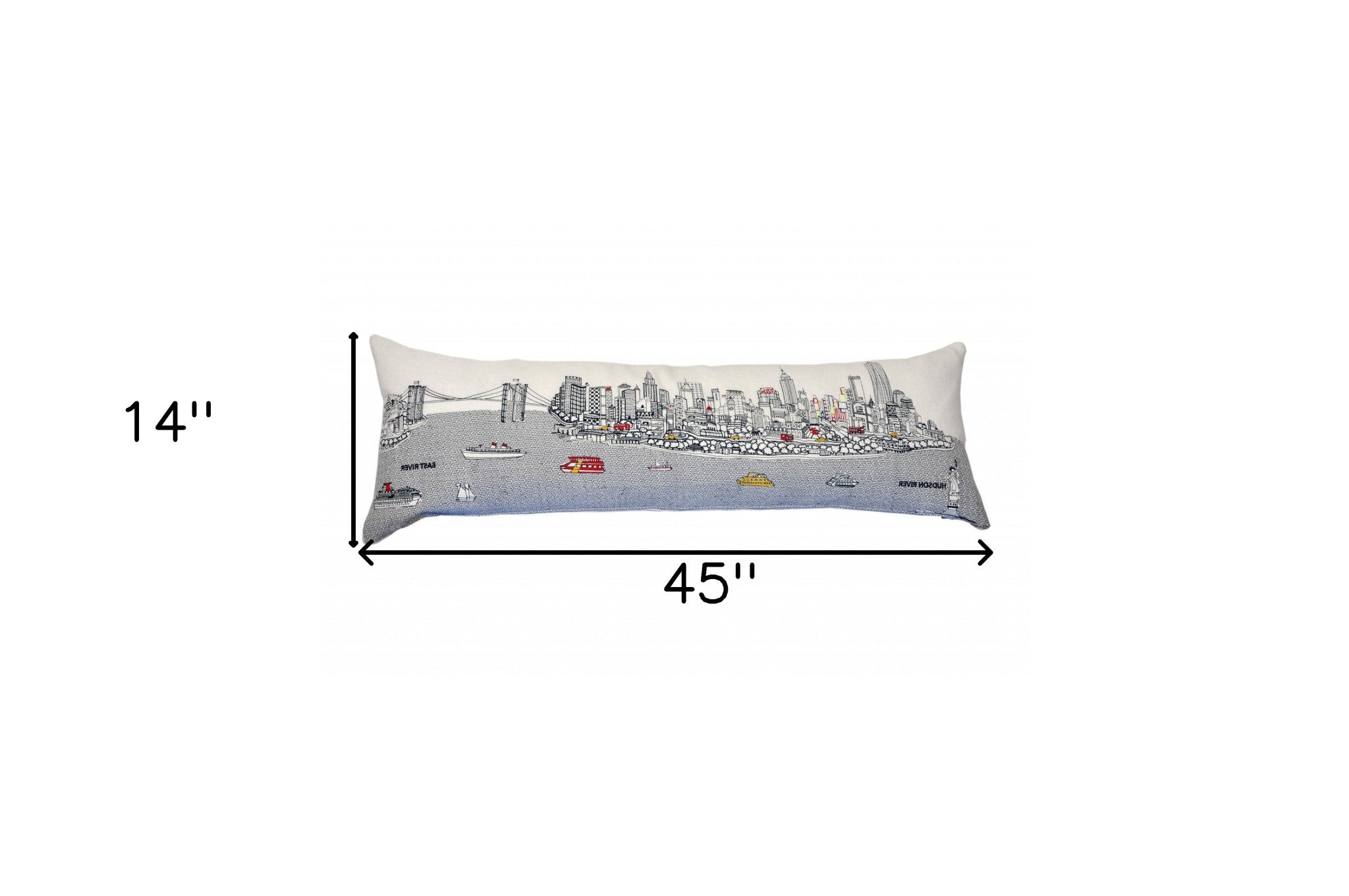 45" White NYC Daylight Skyline Lumbar Decorative Pillow