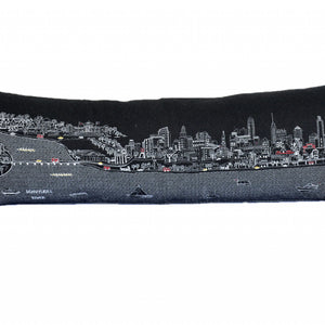 45" Black Philadelphia Nighttime Skyline Lumbar Decorative Pillow