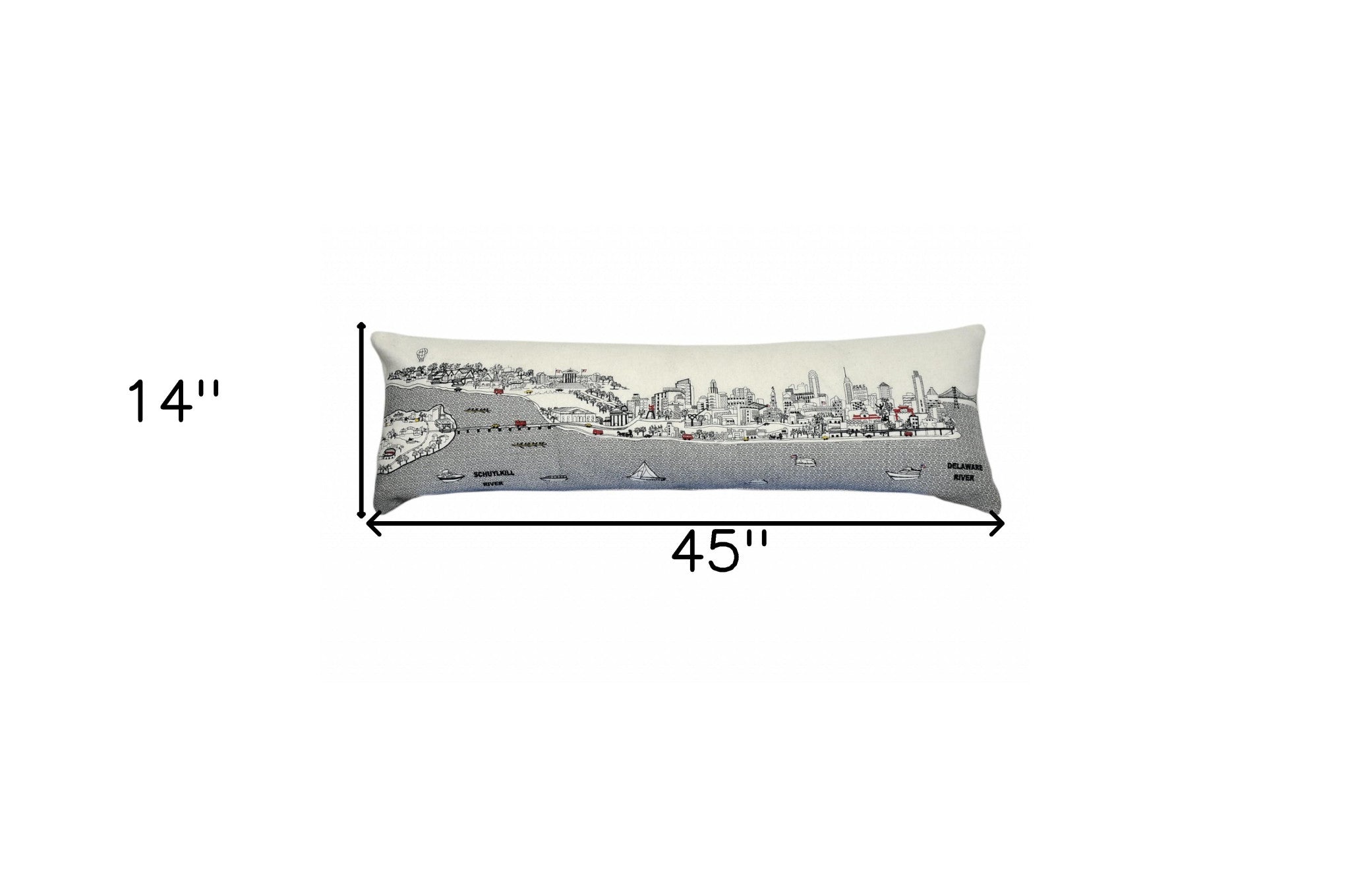 45" White Philadelphia Daylight Skyline Lumbar Decorative Pillow
