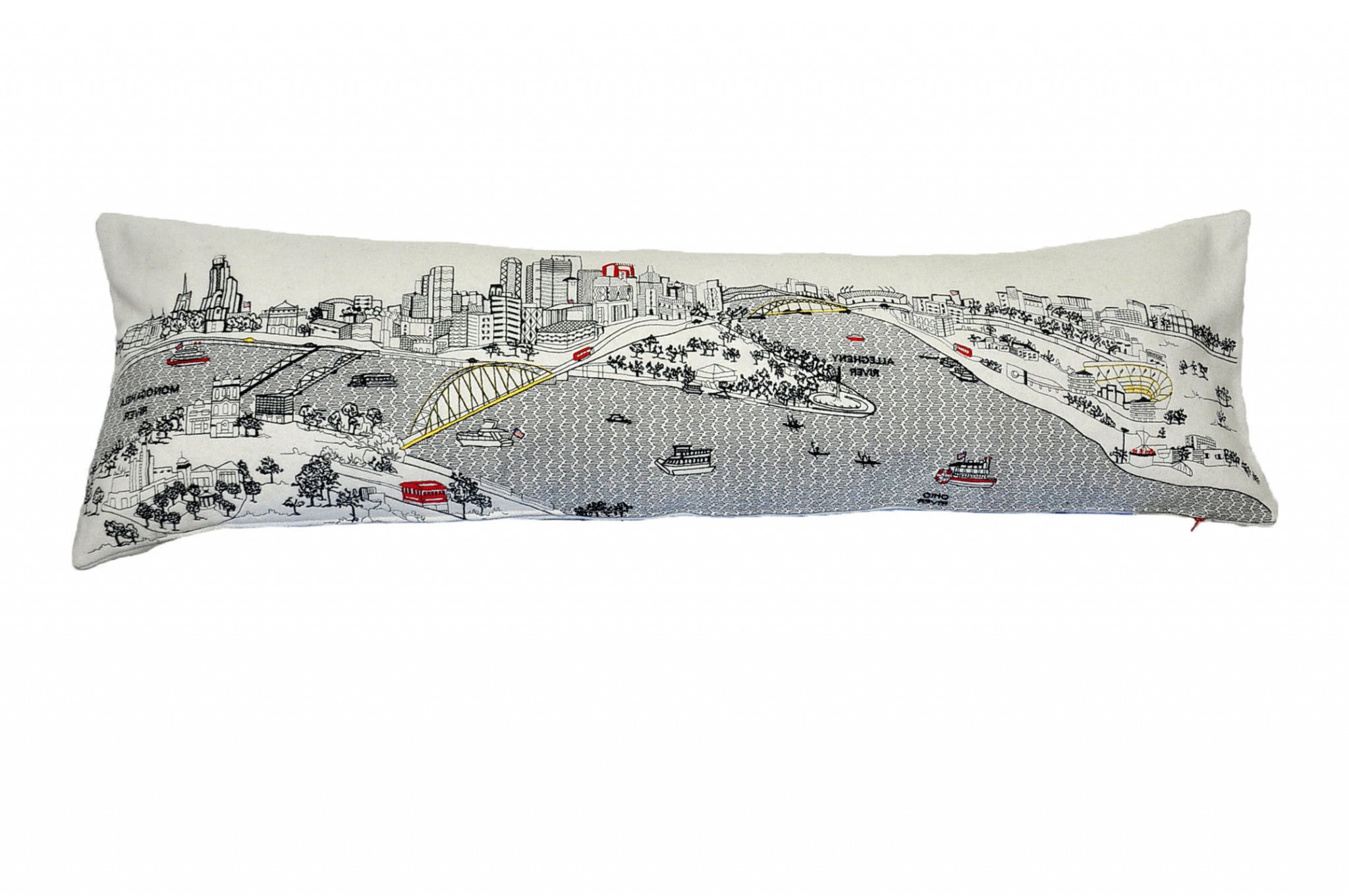 45" White Pittsburgh Daylight Skyline Lumbar Decorative Pillow