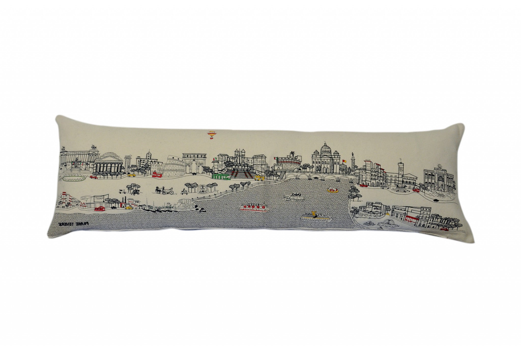 45" White Rome Daylight Skyline Lumbar Decorative Pillow