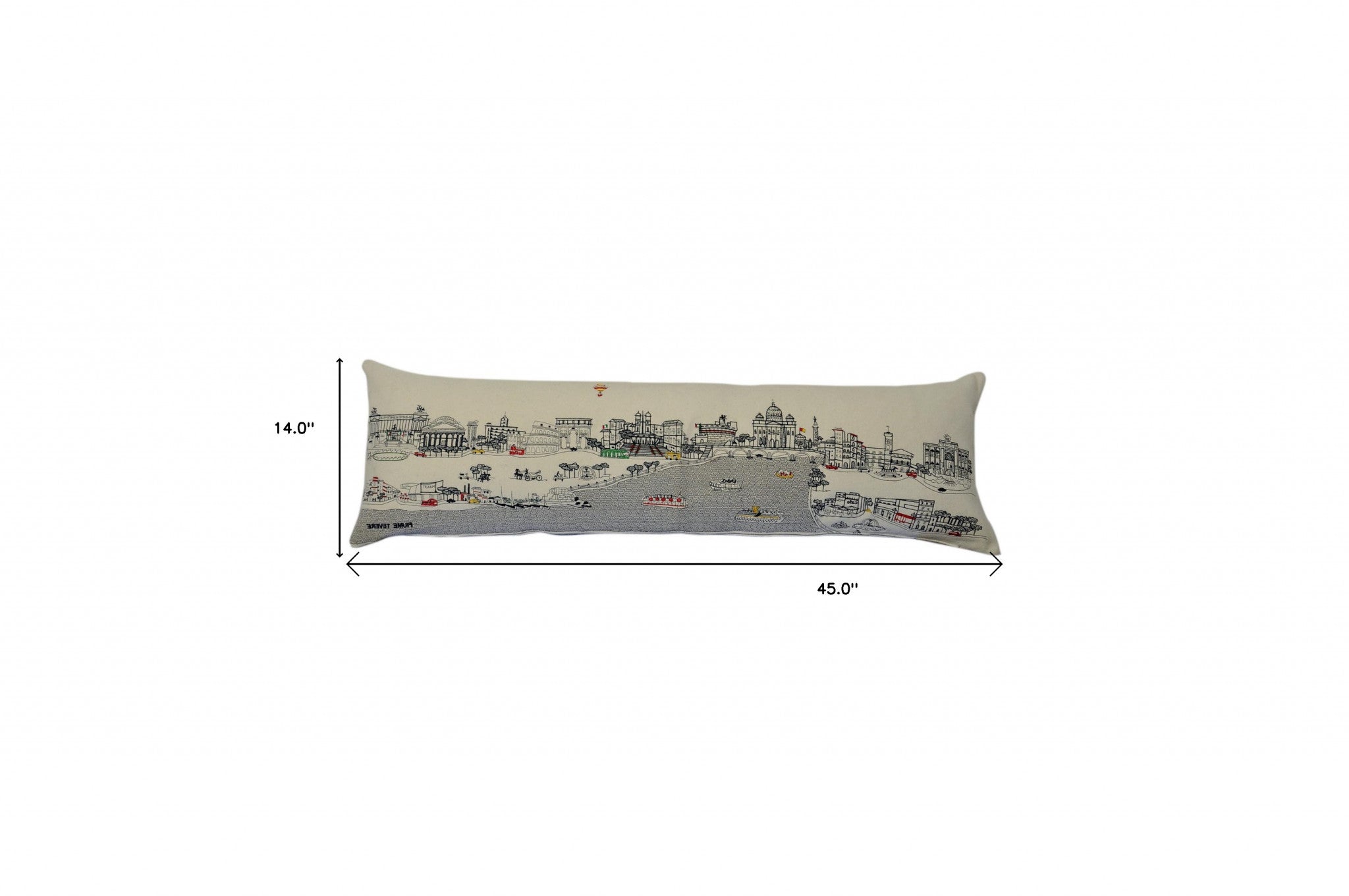 45" White Rome Daylight Skyline Lumbar Decorative Pillow