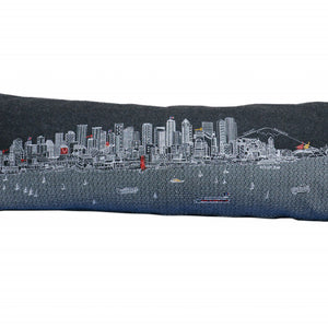 45" Black Seattle Nighttime Skyline Lumbar Decorative Pillow