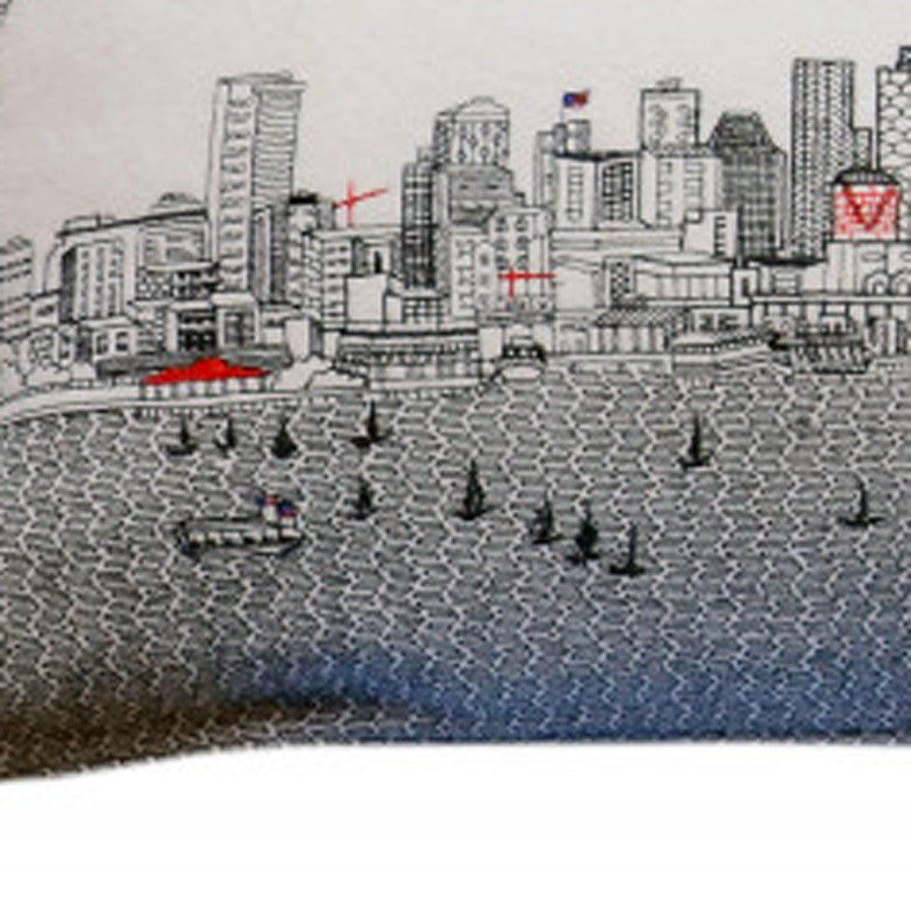 45" White Seattle Daylight Skyline Lumbar Decorative Pillow
