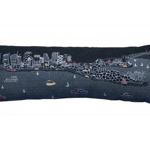 45" Black Sydney Nighttime Skyline Lumbar Decorative Pillow