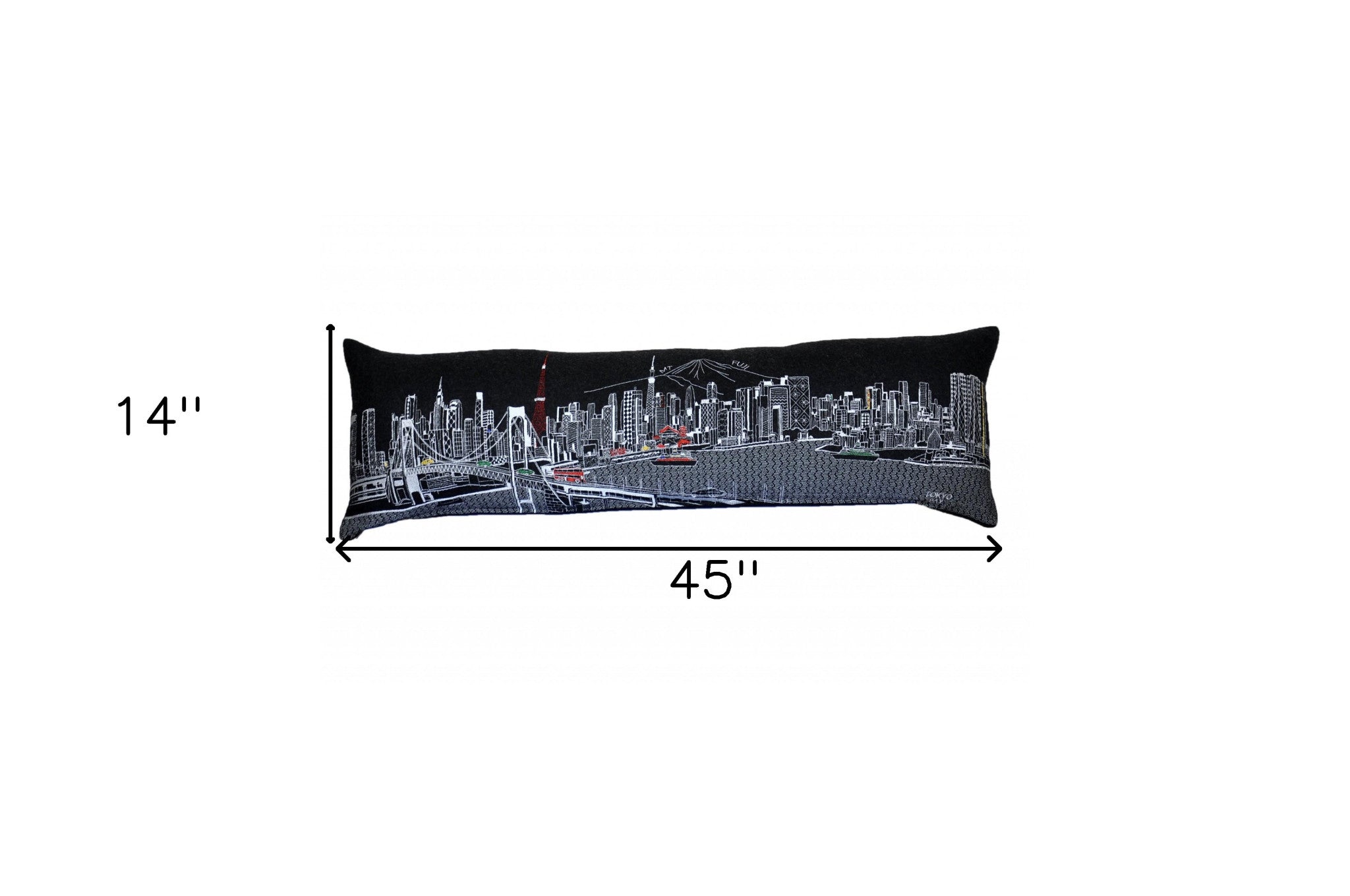 45" Black Tokyo Nighttime Skyline Lumbar Decorative Pillow