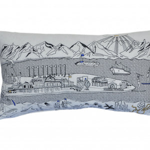 Cojín decorativo lumbar Homer Spit Daylight Skyline blanco de 24"