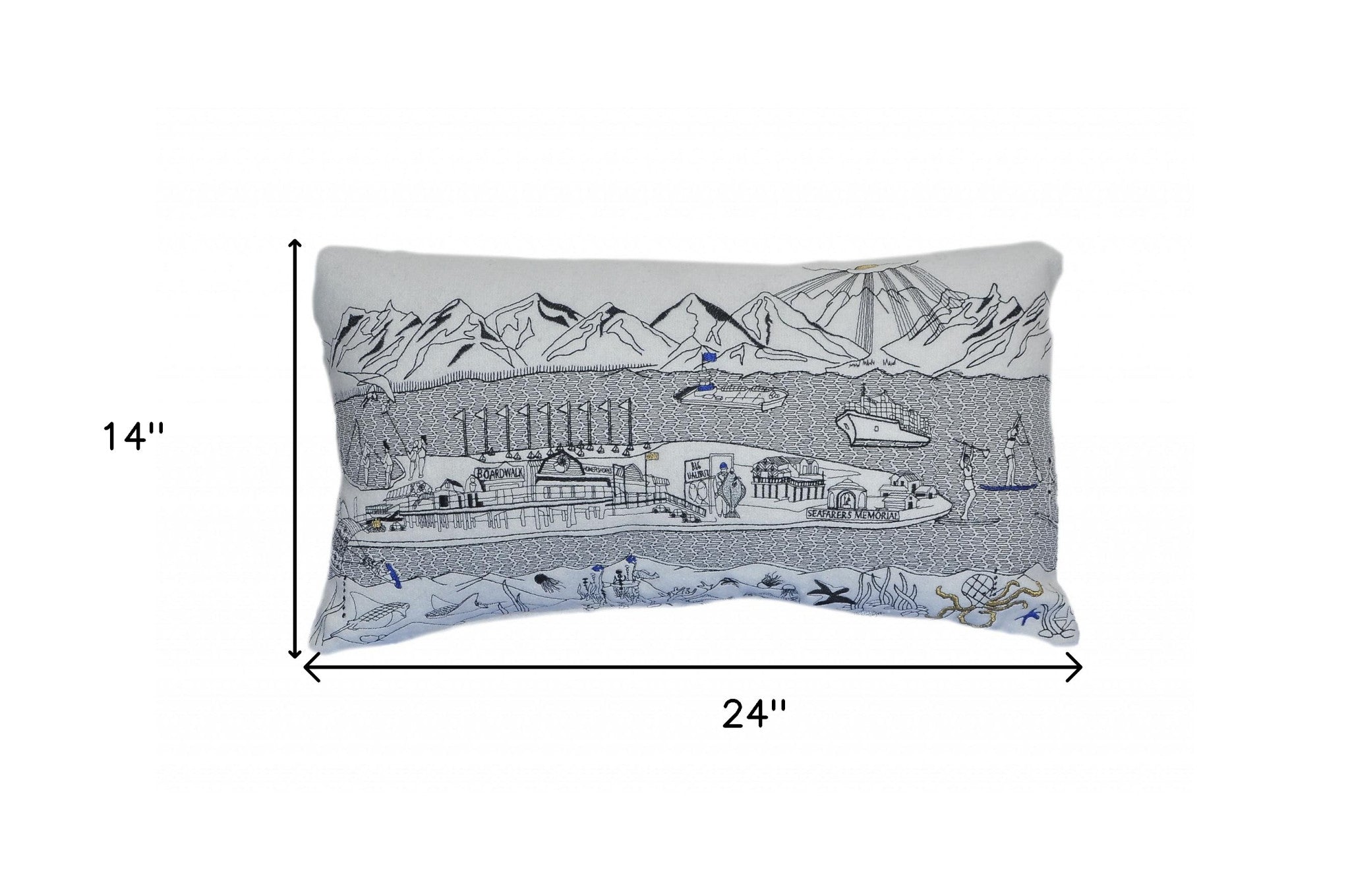 Cojín decorativo lumbar Homer Spit Daylight Skyline blanco de 24"