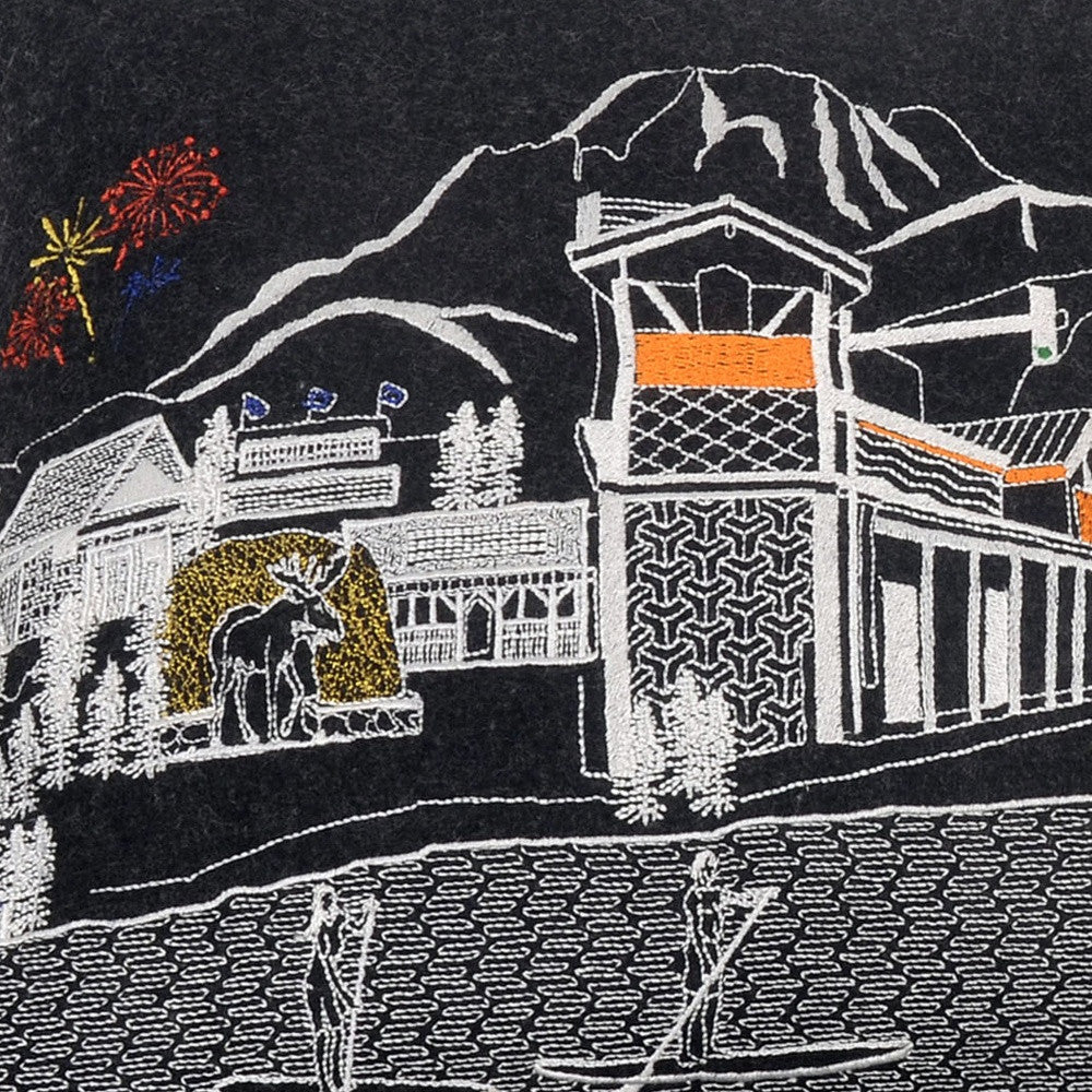 24" Black Jackson Nighttime Skyline Lumbar Decorative Pillow