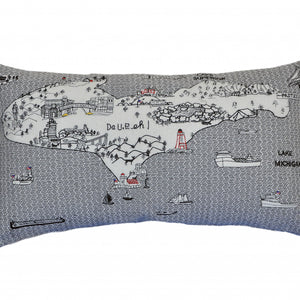 24 英寸白色密歇根上半島日光天際線腰枕裝飾枕頭