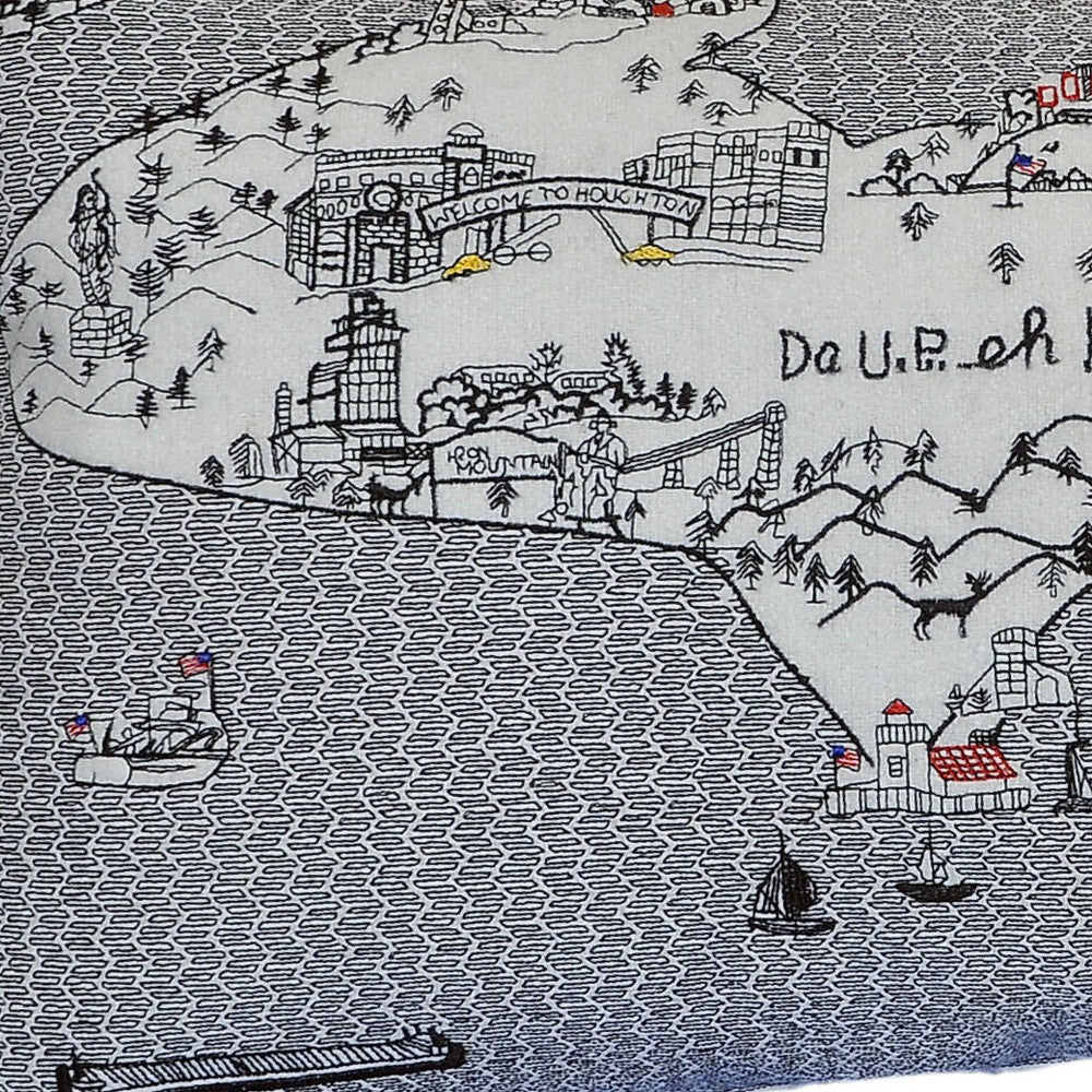 24 英寸白色密歇根上半島日光天際線腰枕裝飾枕頭