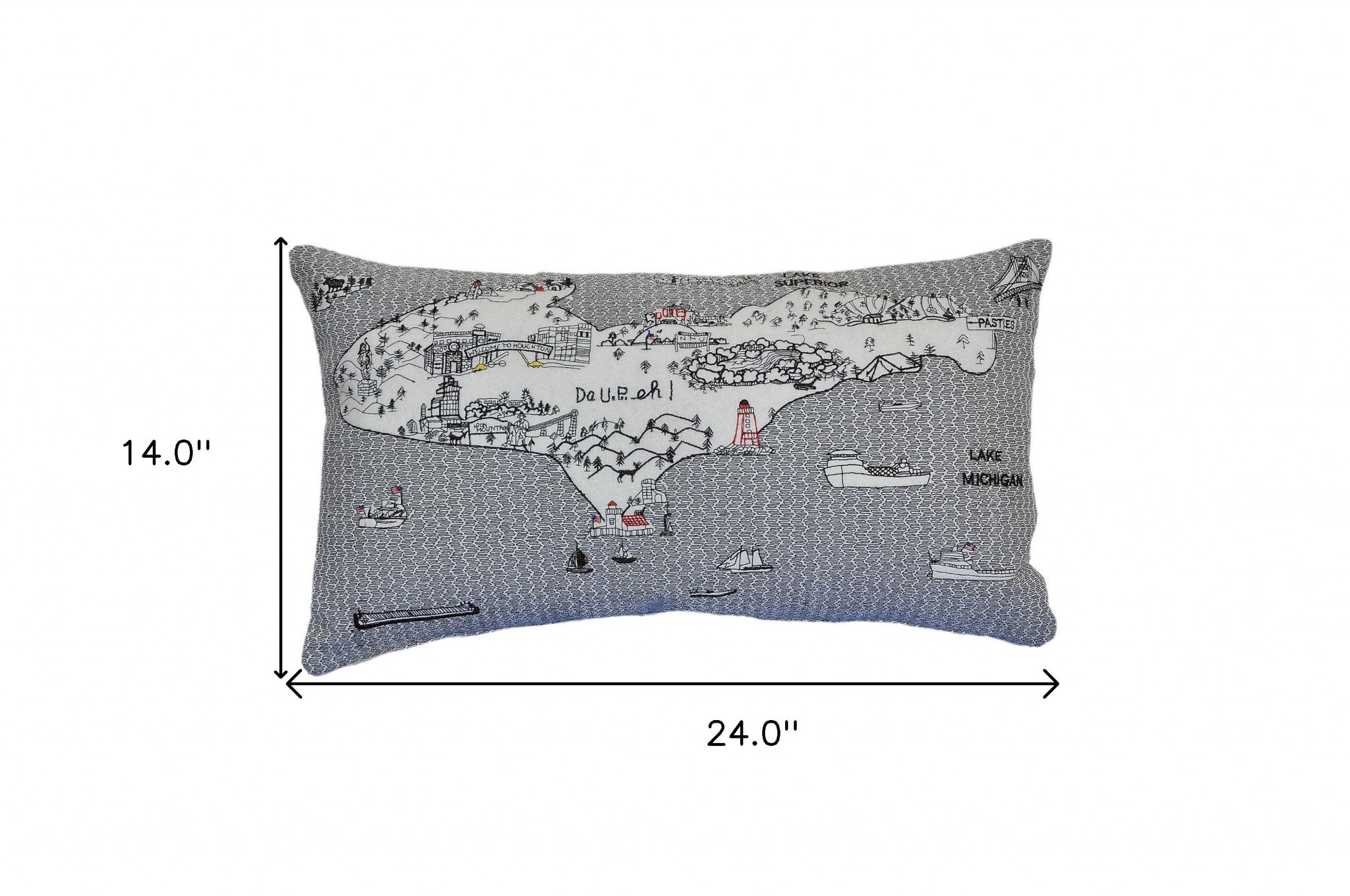 24 英寸白色密歇根上半島日光天際線腰枕裝飾枕頭