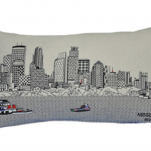 24" White Minneapolis Daylight Skyline Lumbar Decorative Pillow
