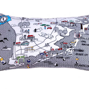 35" White South Jersey Shore Daylight Skyline Lumbar Decorative Pillow