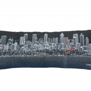 35" Black Atlanta Nighttime Skyline Lumbar Decorative Pillow