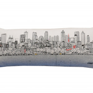 35" White Atlanta Daylight Skyline Lumbar Decorative Pillow