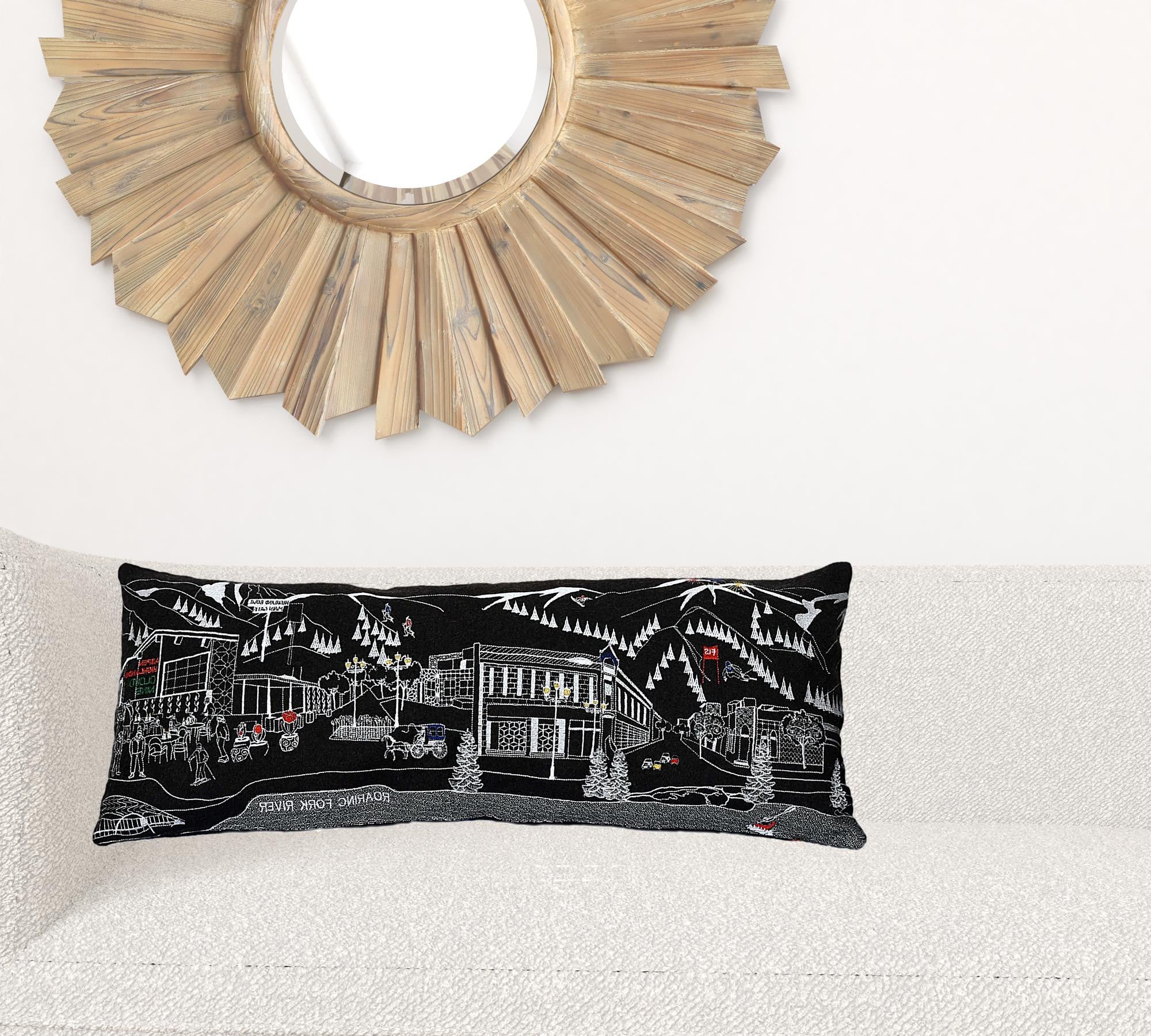 35" Black Aspen Nighttime Skyline Lumbar Decorative Pillow