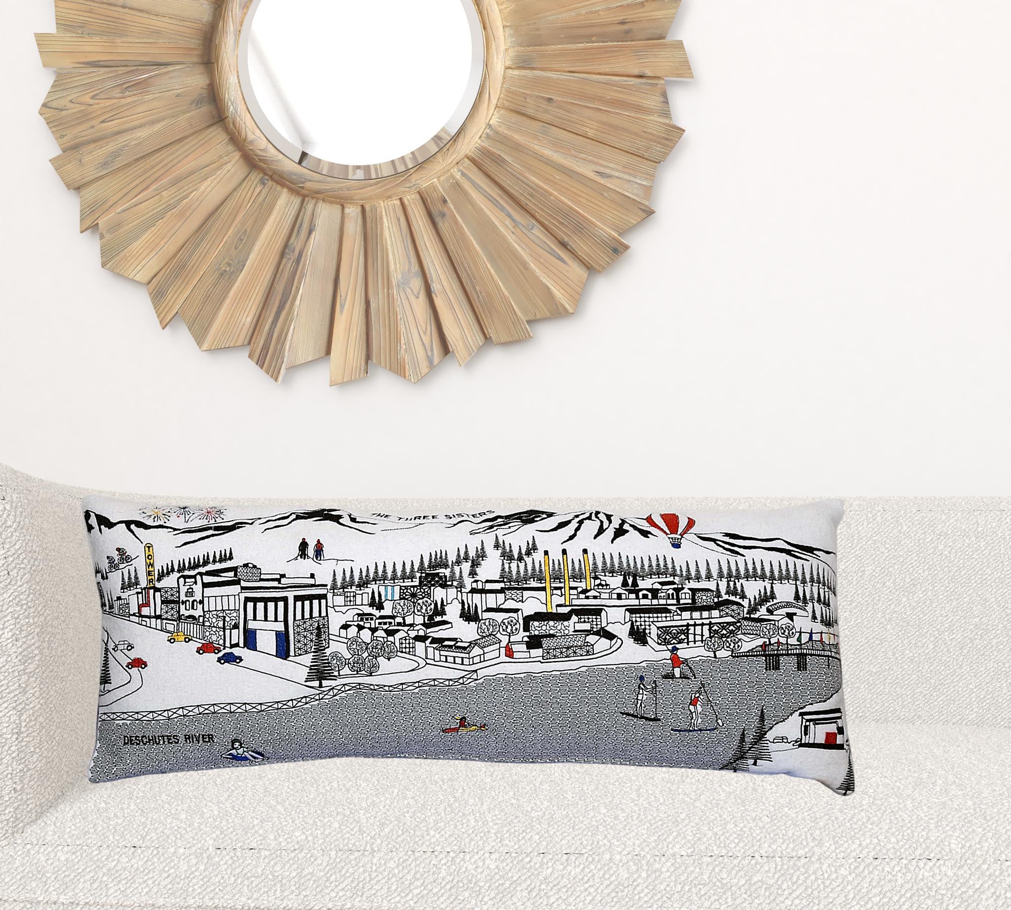 35" White Bend Daylight Skyline Lumbar Decorative Pillow