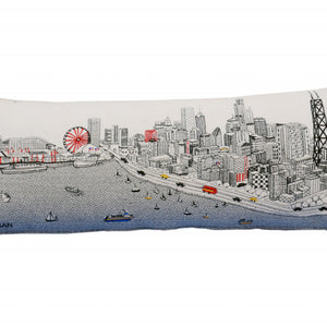 35" White Chicago Daylight Skyline Lumbar Decorative Pillow