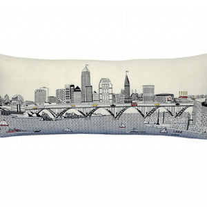 35" White Cleveland Daylight Skyline Lumbar Decorative Pillow