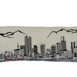 35" White Denver Daylight Skyline Lumbar Decorative Pillow