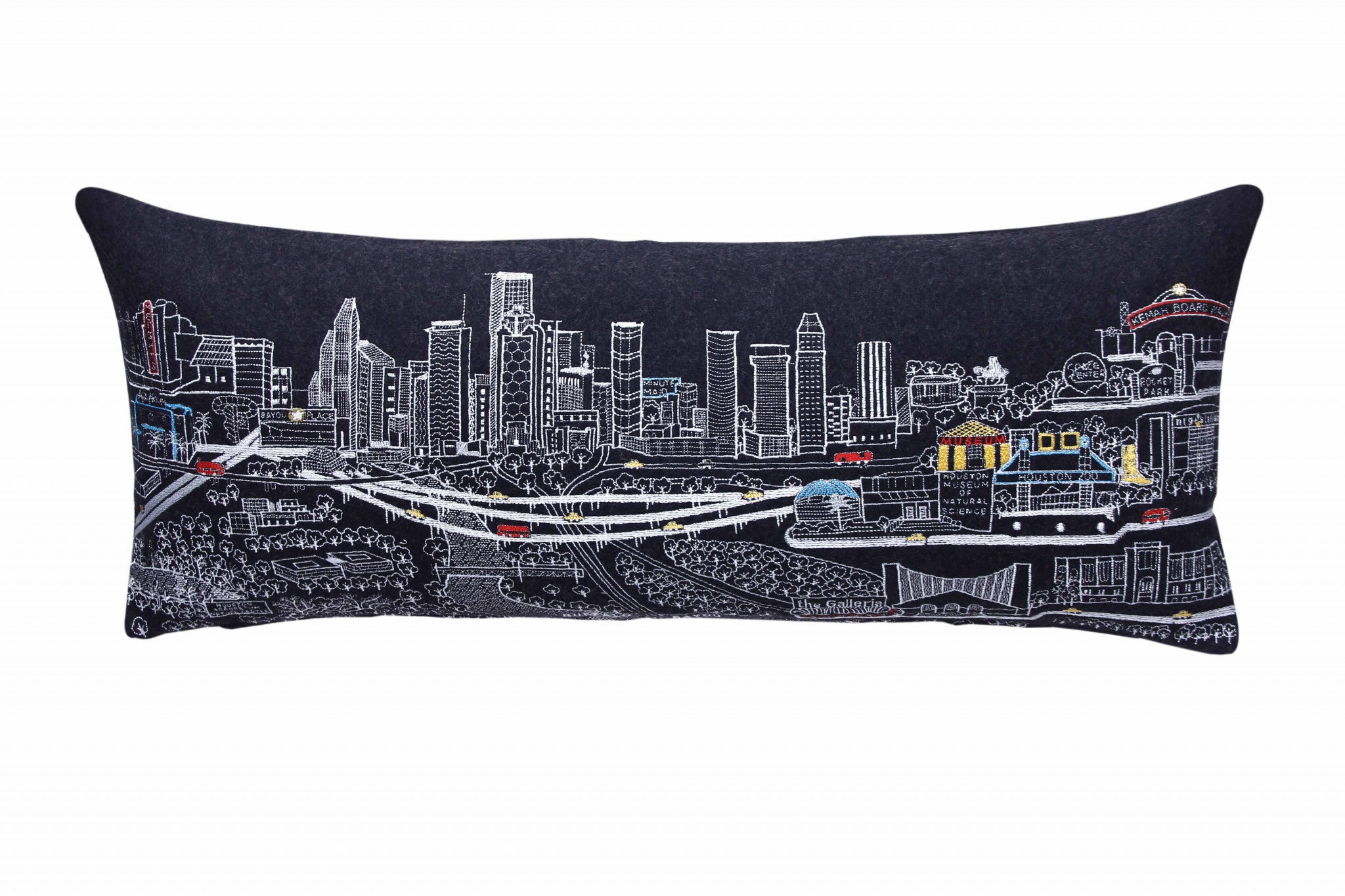 Cojín decorativo lumbar de 35 pulgadas con horizonte nocturno de Houston, color negro