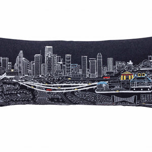 35" Black Houston Nighttime Skyline Lumbar Decorative Pillow