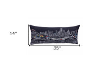 Cojín decorativo lumbar de 35 pulgadas con horizonte nocturno de Houston, color negro