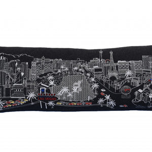 35" Black as Vegas Nighttime Skyline Lumbar Decorative Pillow